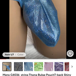 blue metallic thong