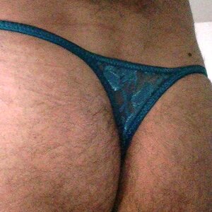 Turquoise lace thong - the back side
