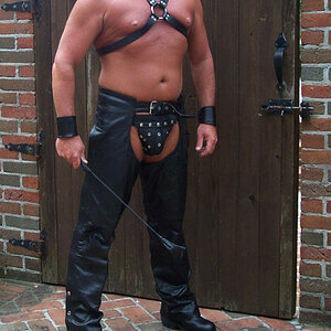 Leather jock with chaps and harness...