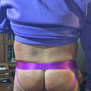 Yesterday's undies ass view: Purple Jockmail Jock